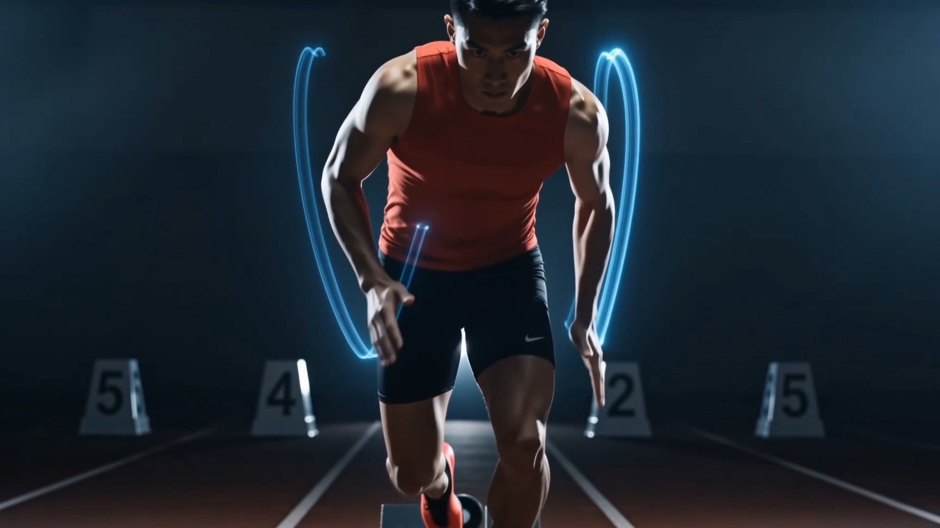 Basketball athlete preparing to move on an indoor court